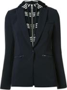 Veronica Beard Layered Hooded Blazer, Women's, Size: 6, Blue, Cotton/polyester/spandex/elastane