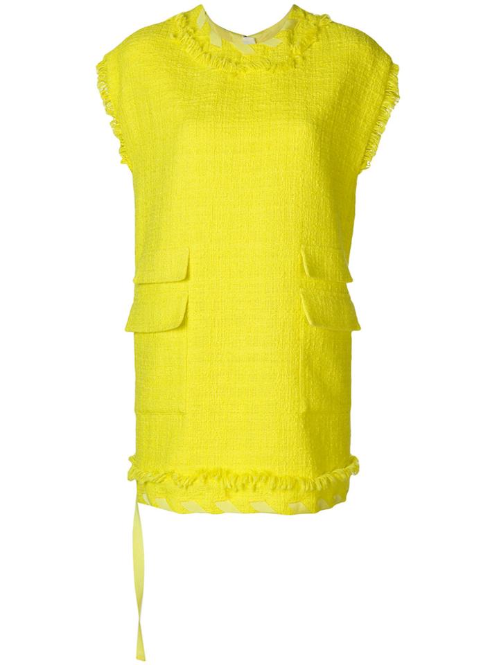 Msgm Tweed Mini Dress - Yellow & Orange