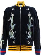 Gucci Dragon Embroidered Velvet Bomber Jacket - Multicolour
