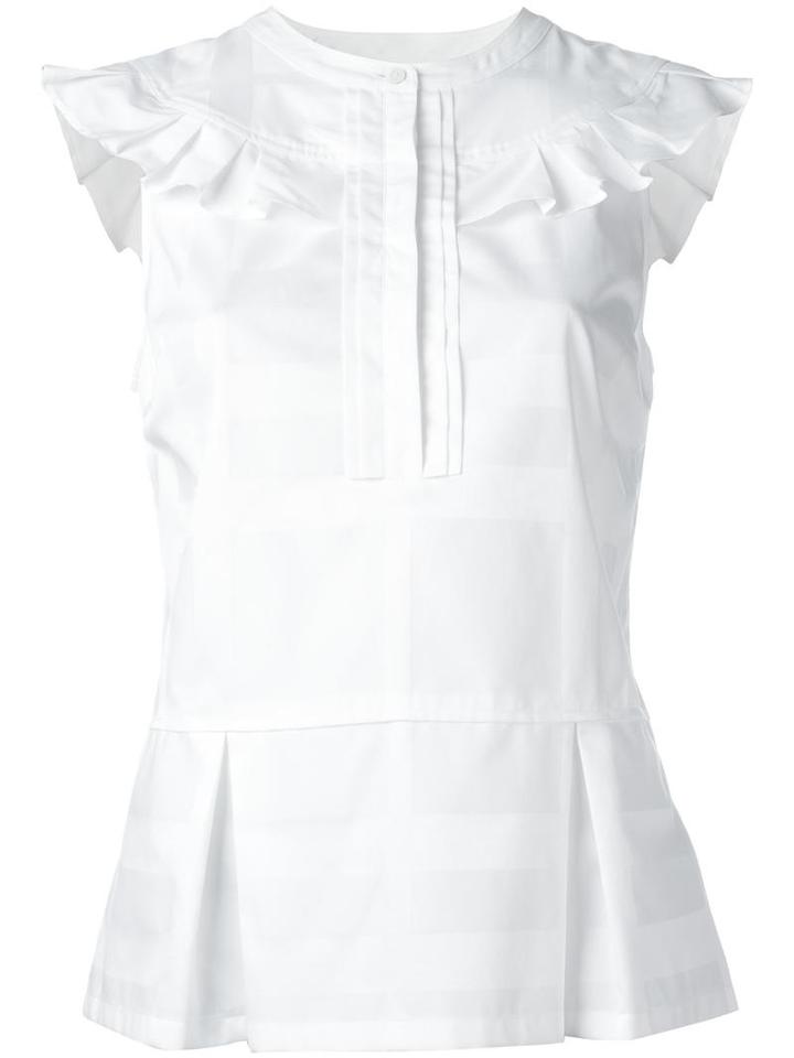 Burberry Ruffled Top, Women's, Size: 6, White, Cotton