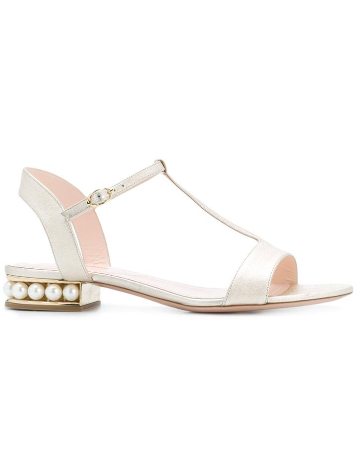 Nicholas Kirkwood Casati Pearl T-bar Sandals - Metallic