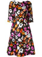 Oscar De La Renta Flower Print Dress, Women's, Size: 8, Silk/cotton