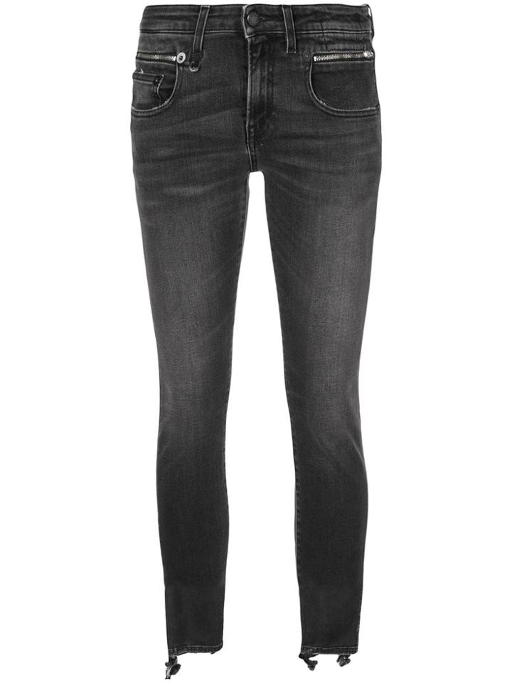 R13 Low Rise Skinny Jeans - Grey