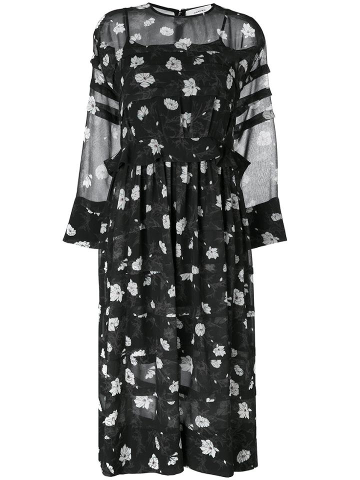 Carven Floral Print Dress - Black