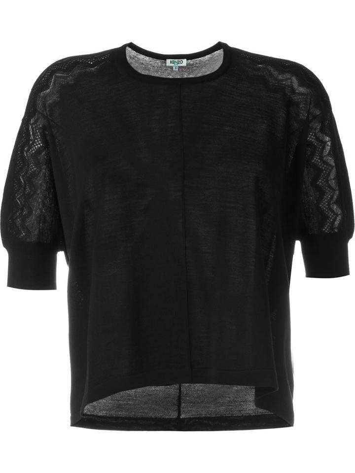 Kenzo High Low Wavy Knit Top, Women's, Size: Large, Black, Wool