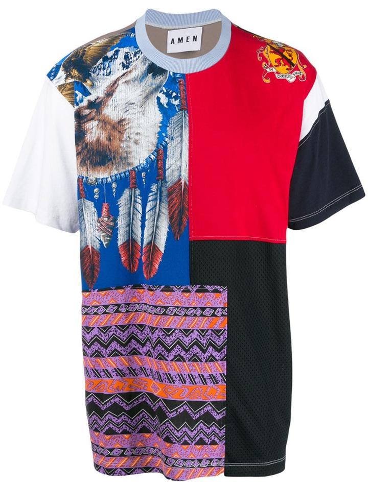 Amen Patchwork Loose Fit T-shirt - Black