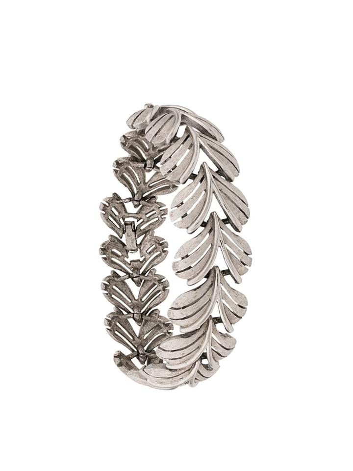 Susan Caplan Vintage 1960s Trifari Leaf Bracelet - Silver
