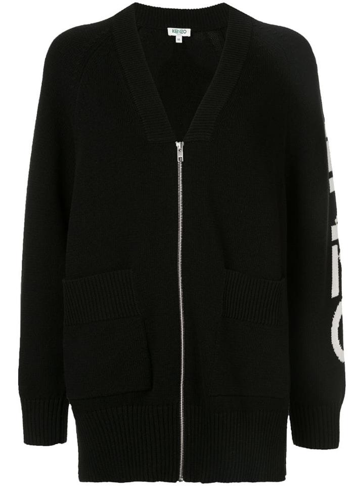 Kenzo Logo Zipped Cardigan - Black