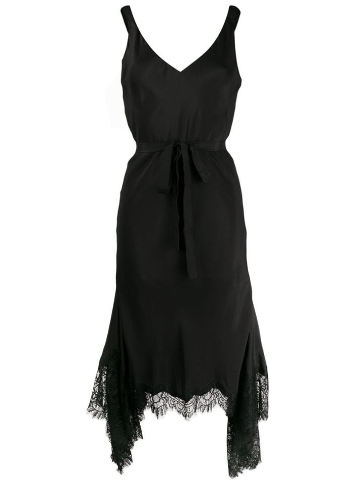 Gold Hawk Asymmetric Slip Dress - Black