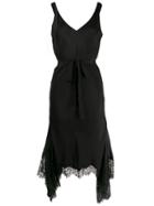 Gold Hawk Asymmetric Slip Dress - Black