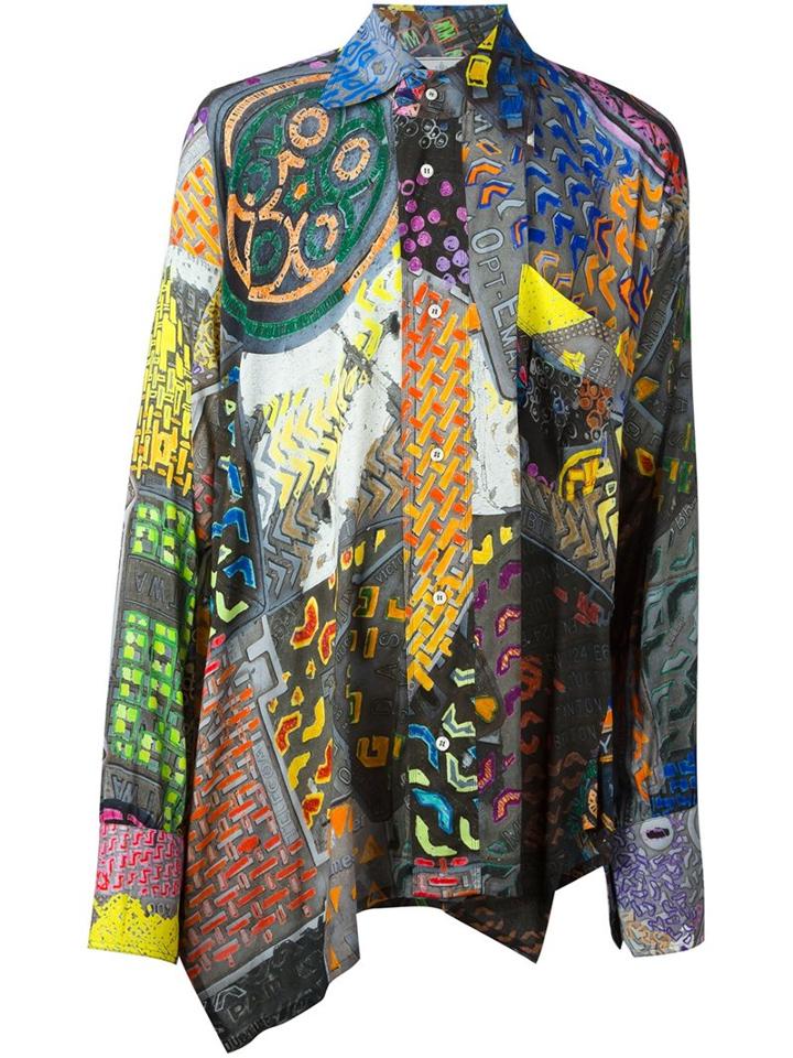 Vivienne Westwood Man Multi Print Shirt, Men's, Size: 50, Grey, Viscose