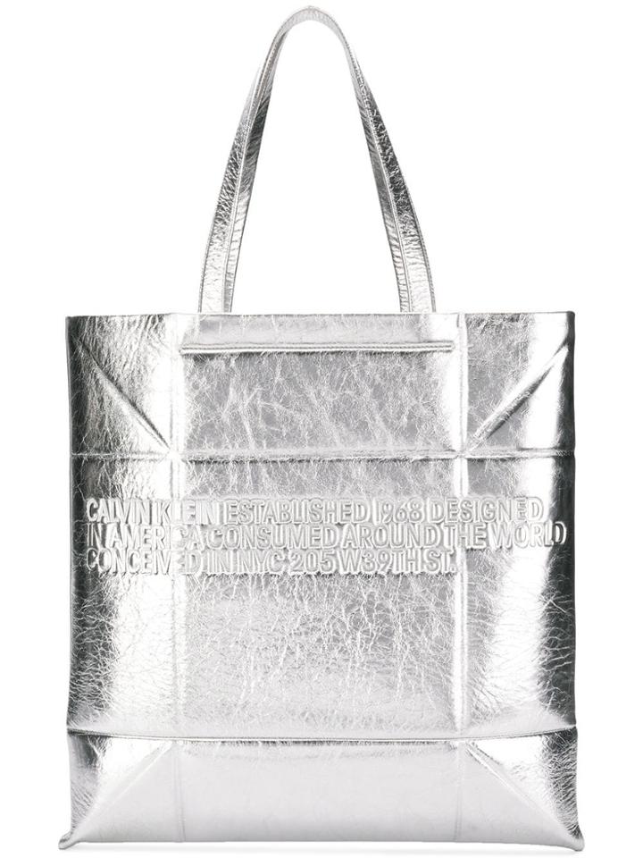 Calvin Klein 205w39nyc Logo Shopper Tote - Silver