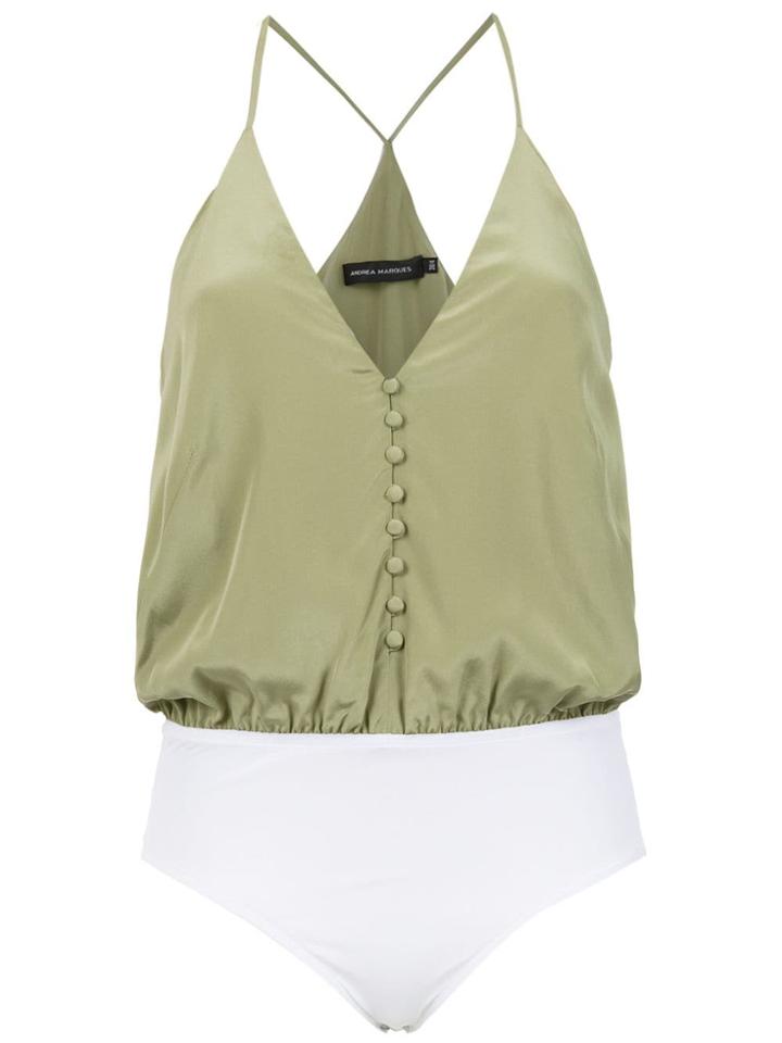 Andrea Marques Silk Sleeveless Bodysuit - Green