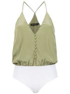 Andrea Marques Silk Sleeveless Bodysuit - Green