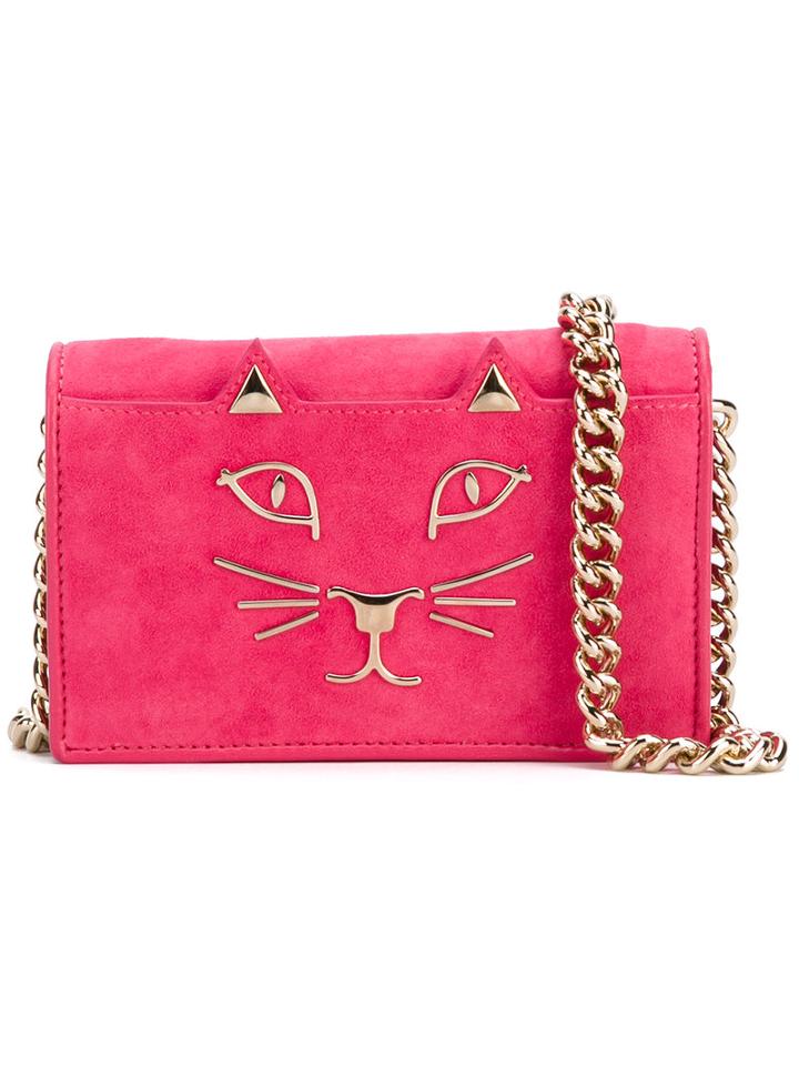 Charlotte Olympia - Little Kitty Satchel - Women - Goat Skin - One Size, Women's, Pink/purple, Goat Skin