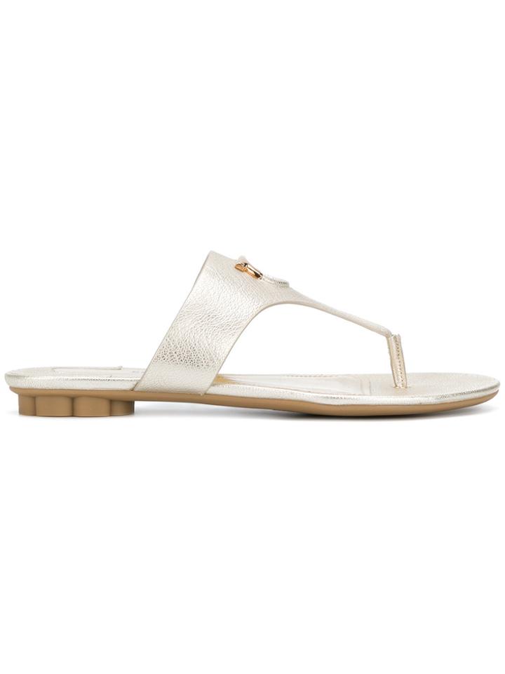 Salvatore Ferragamo Metallic Enfola Sandals