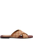 Gucci Monogram Sandals - Brown