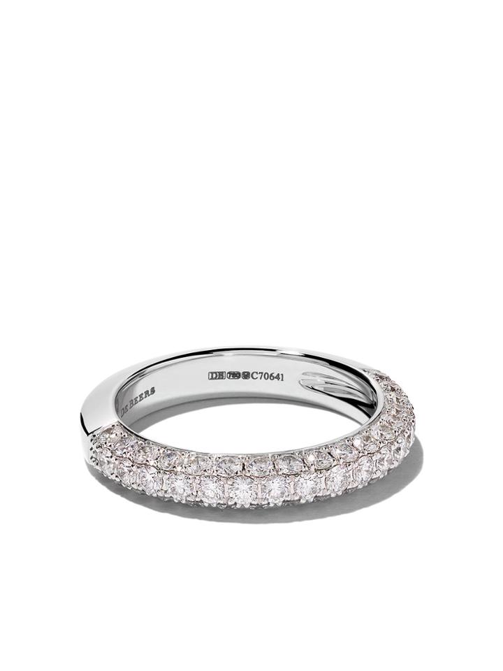 De Beers 18kt White Gold Db Darling Half Pavé Diamond Large Eternity