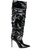 Le Silla Patent Ruched Boots - Black