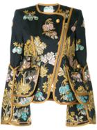 Peter Pilotto Floral-jacquard Biker Jacket - Blue
