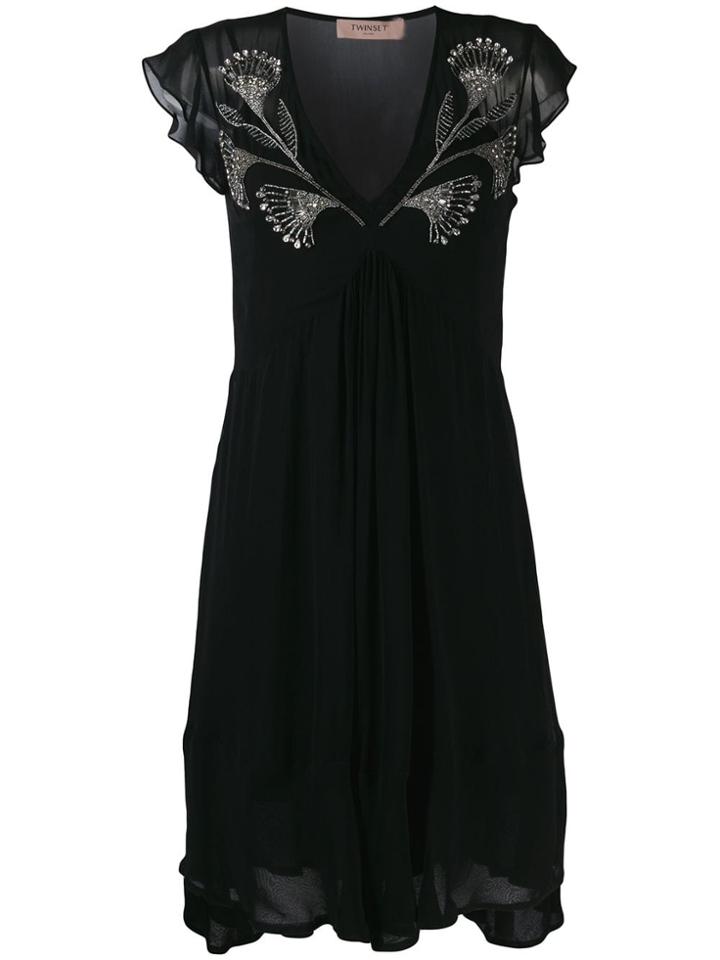 Twin-set Beaded Details Dress - Black