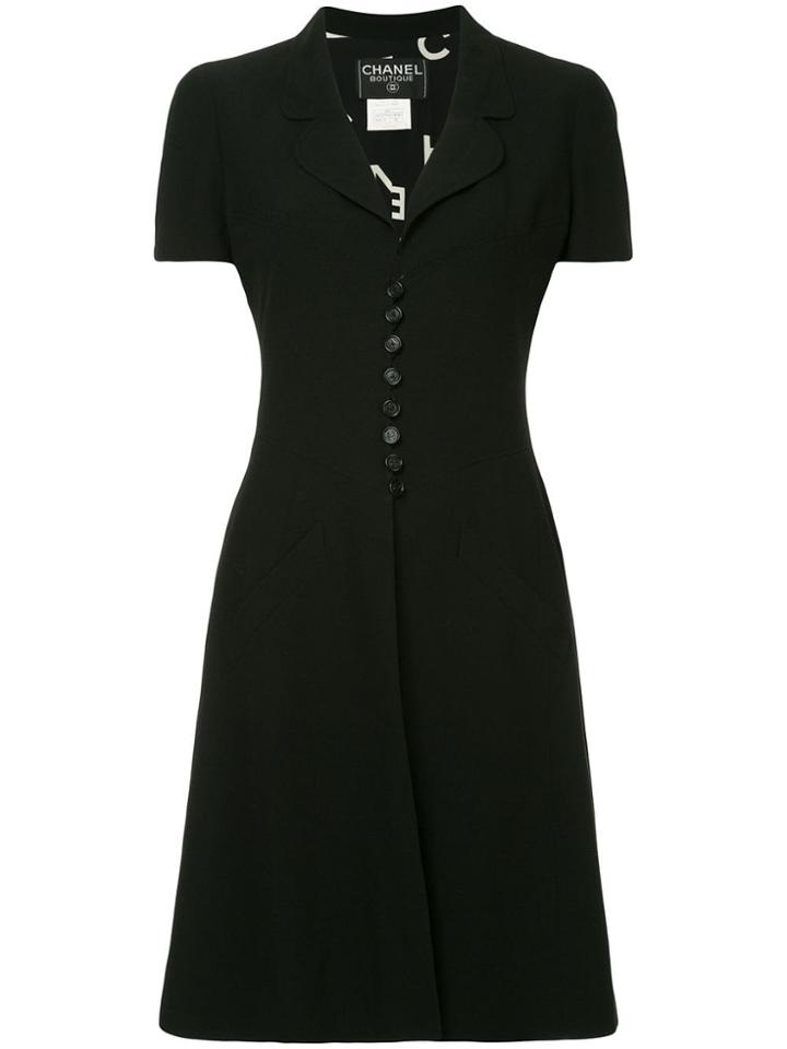 Chanel Vintage Short-sleeved Buttoned Dress - Black