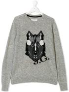 John Galliano Kids Wolf Embroidered Jumper - Grey