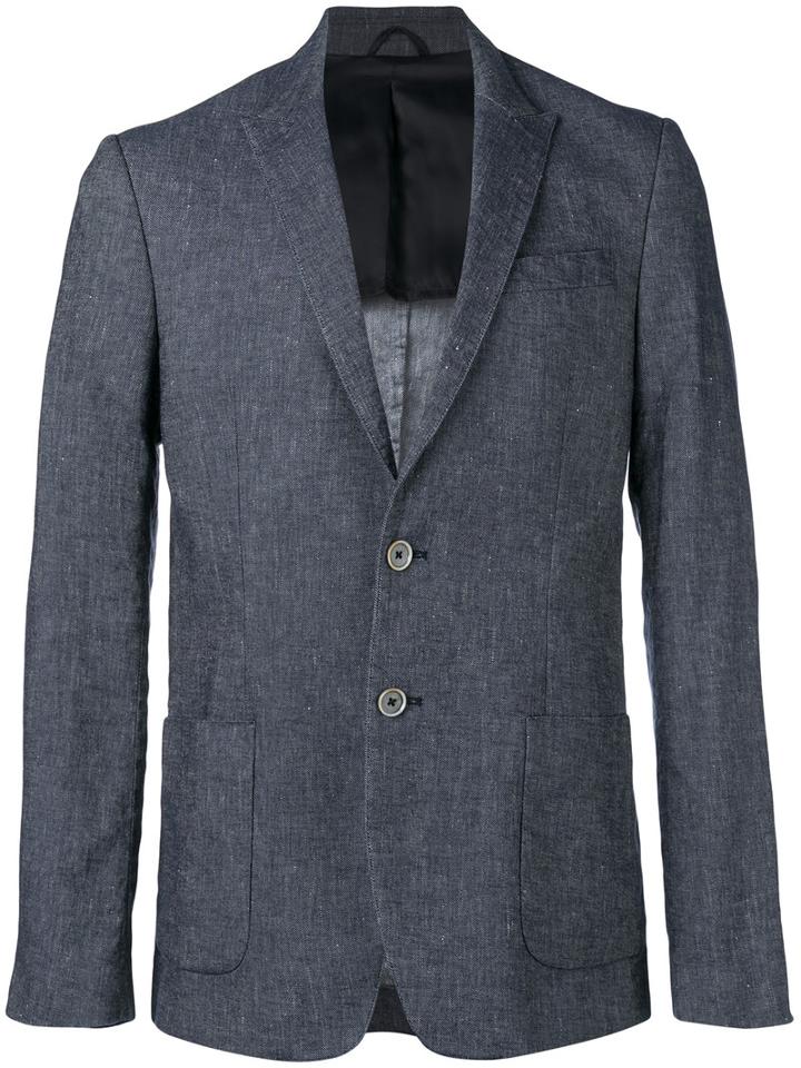 Dondup - Peaked Lapel Blazer - Men - Cotton/linen/flax/polyester/viscose - 52, Blue, Cotton/linen/flax/polyester/viscose