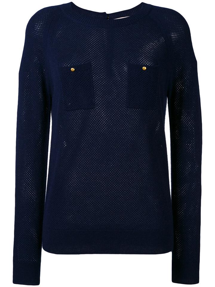Vanessa Bruno - Chest Pockets Slim-fit Jumper - Women - Cashmere/wool - 38, Blue, Cashmere/wool