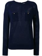 Vanessa Bruno - Chest Pockets Slim-fit Jumper - Women - Cashmere/wool - 38, Blue, Cashmere/wool