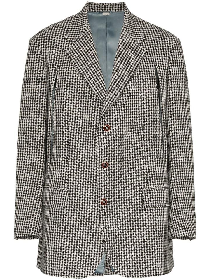 Gucci Check Slit Wool Cashmere Blend Jacket - Black