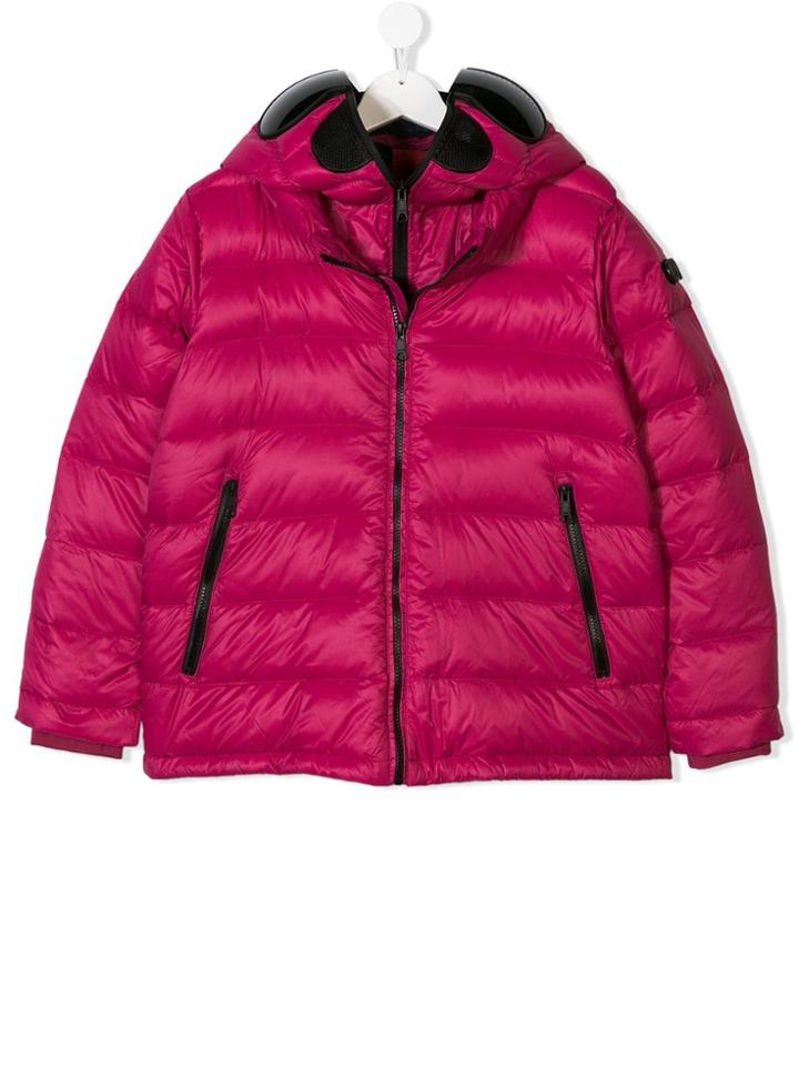 Ai Riders On The Storm Kids Teen Mask Hood Padded Jacket - Pink &