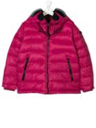 Ai Riders On The Storm Kids Teen Mask Hood Padded Jacket - Pink &