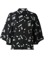Saint Laurent - Music Note Printed Shirt - Women - Viscose - 42, Women's, Black, Viscose