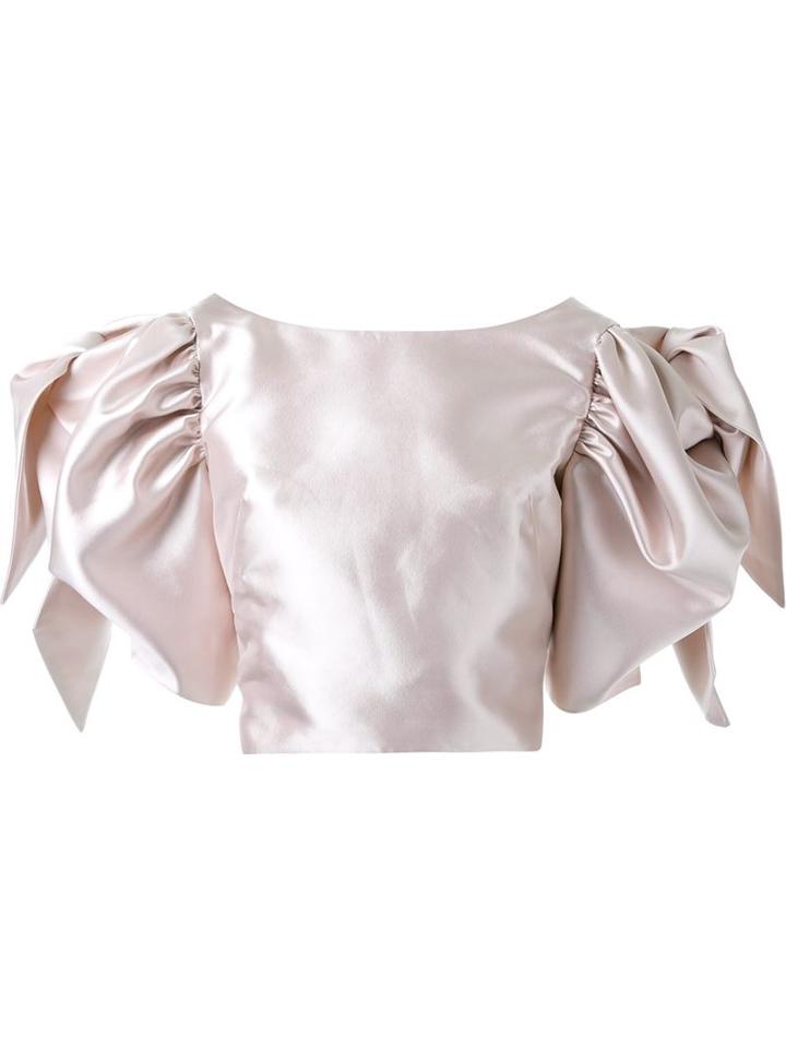 Greta Constantine Oversized Puff Sleeve Crop Top