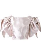 Greta Constantine Oversized Puff Sleeve Crop Top