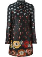 Red Valentino Floral Print Trench Coat - Black