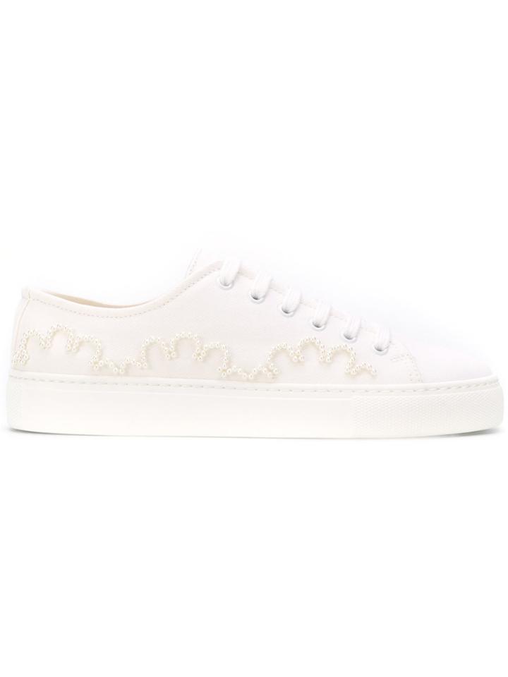 Simone Rocha Lace Up Embellished Sneakers - White