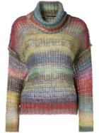 Roberto Collina Striped Roll Neck Sweater - Green