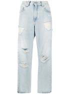 Off-white Ripped Straight Leg Jeans - Blue