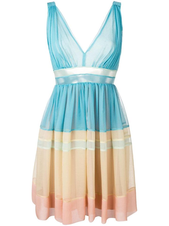 Alberta Ferretti Sheer Paneled Dress - Blue