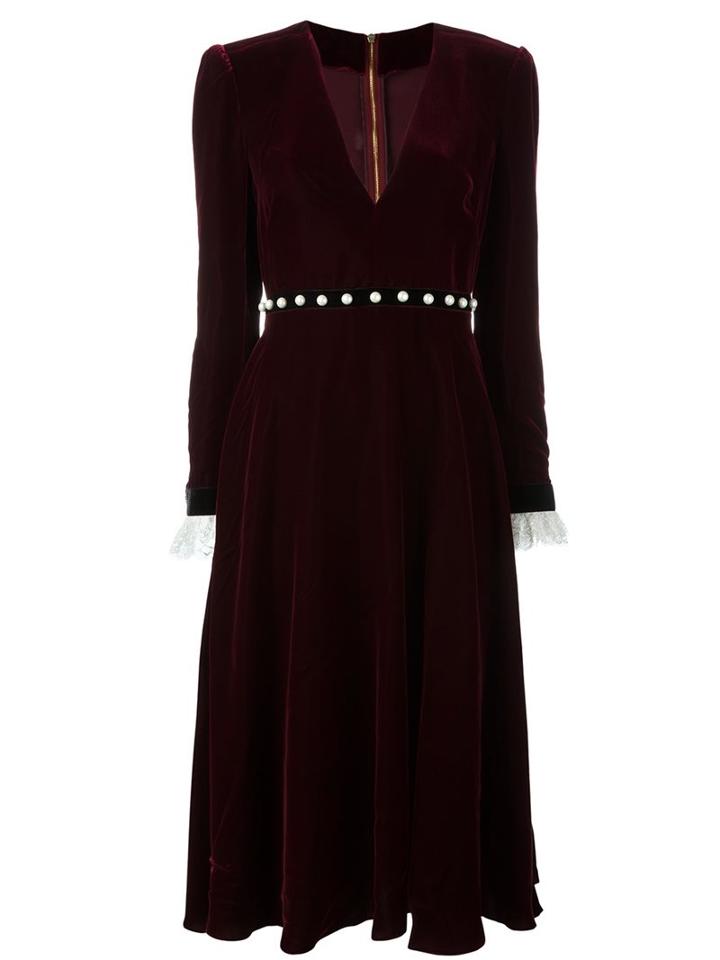 Philosophy Di Lorenzo Serafini Deep V-neck Dress, Women's, Size: 42, Red, Acetate/rayon/polyamide