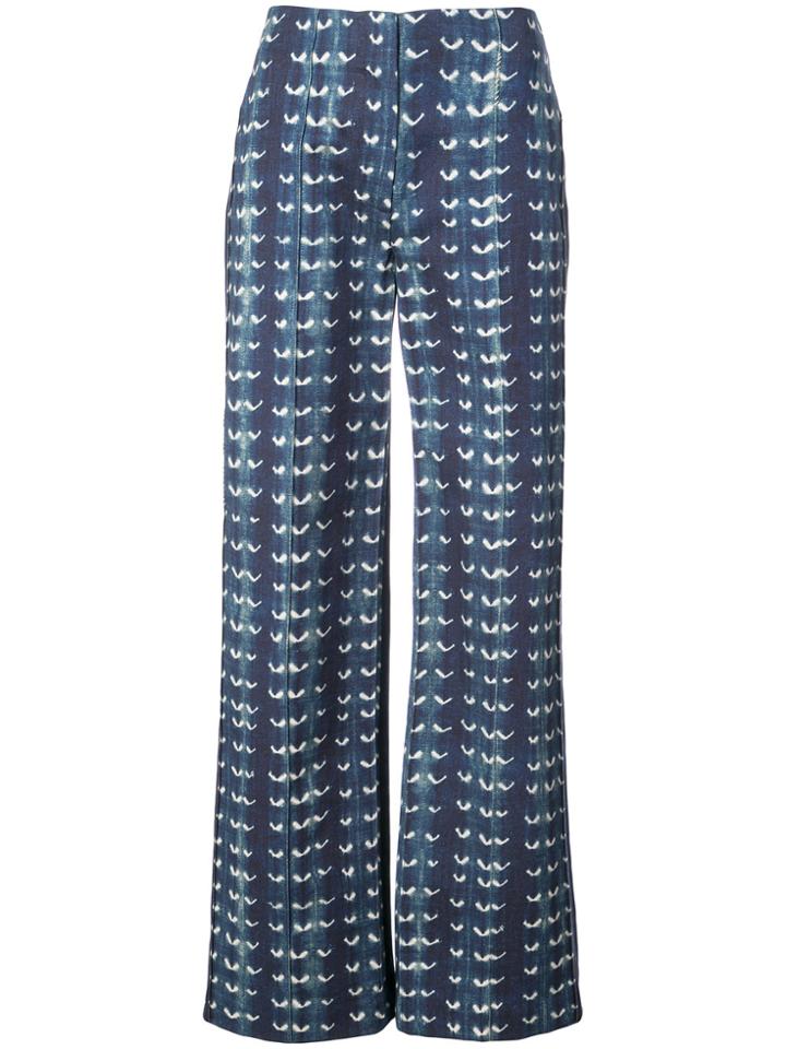 Adam Lippes Print Flared Trousers - Blue