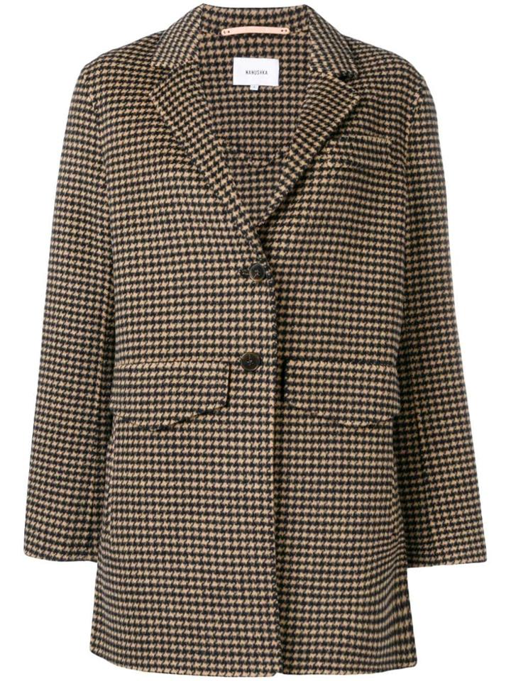 Nanushka Houndstooth Coat - Neutrals