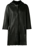 Yves Salomon Hooded Leather Coat, Women's, Size: 36, Black, Leather
