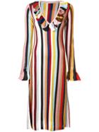 Marco De Vincenzo Striped Ruffle Trim Dress - Multicolour