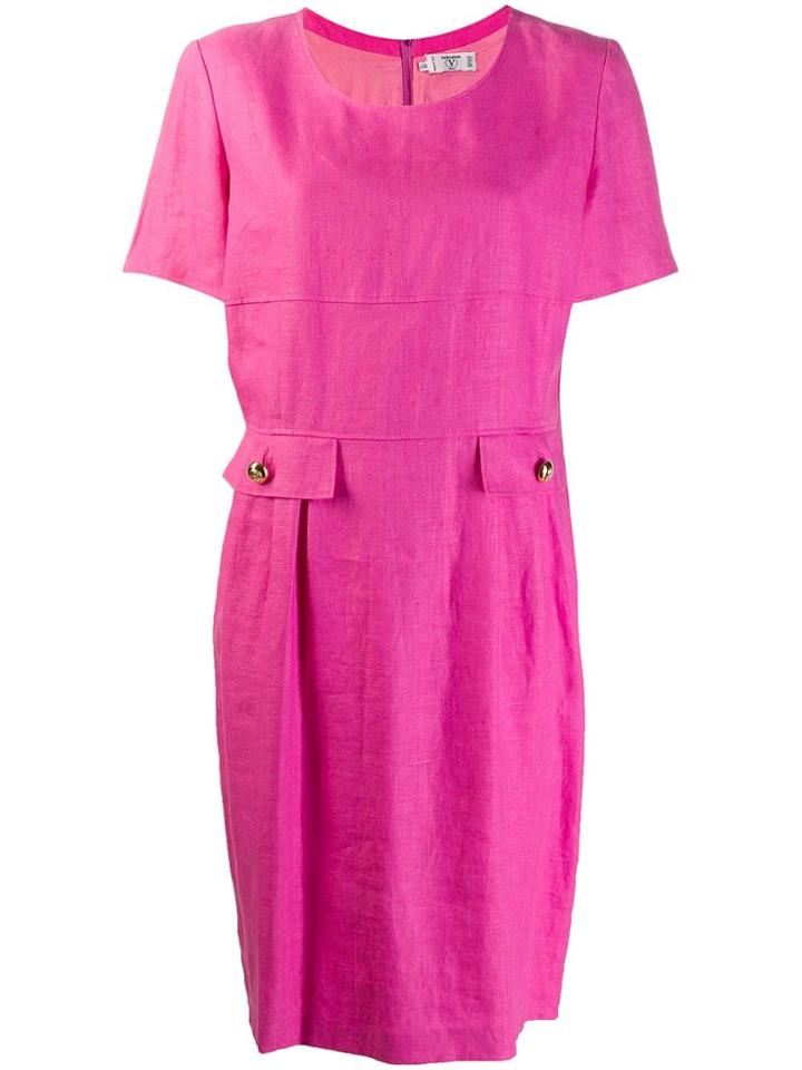 Valentino Vintage 1980's Short-sleeve Midi Dress - Pink