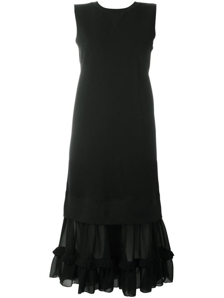 Mm6 Maison Margiela Layered Ruffle Hem Dress, Women's, Size: Medium, Black, Cotton/polyester