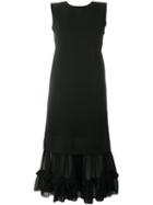 Mm6 Maison Margiela Layered Ruffle Hem Dress, Women's, Size: Medium, Black, Cotton/polyester