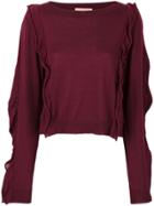 Erika Cavallini Ruffled Knit Top - Red